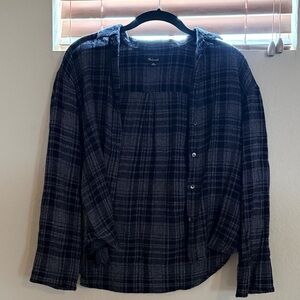 Madewell Black & Gray Plaid Lightweight Shirt Jacket